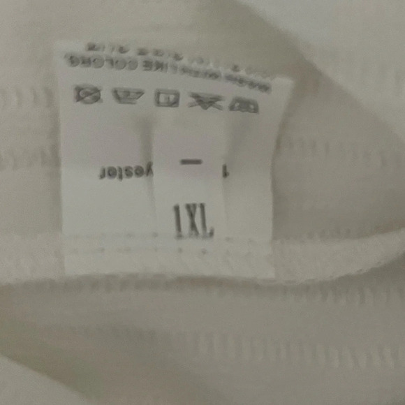 NWOT White V-Neck Lace trim, long sleeve cuff wrists blouse tunic 1XL new - Picture 6 of 8